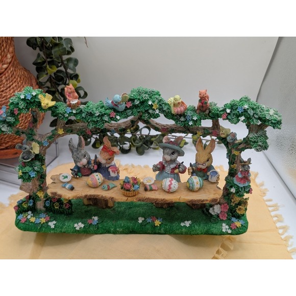 Other - Vintage Jaimy Paintin Friends Easter Bunny Family Resin‎ Figurine Diorama 1990s